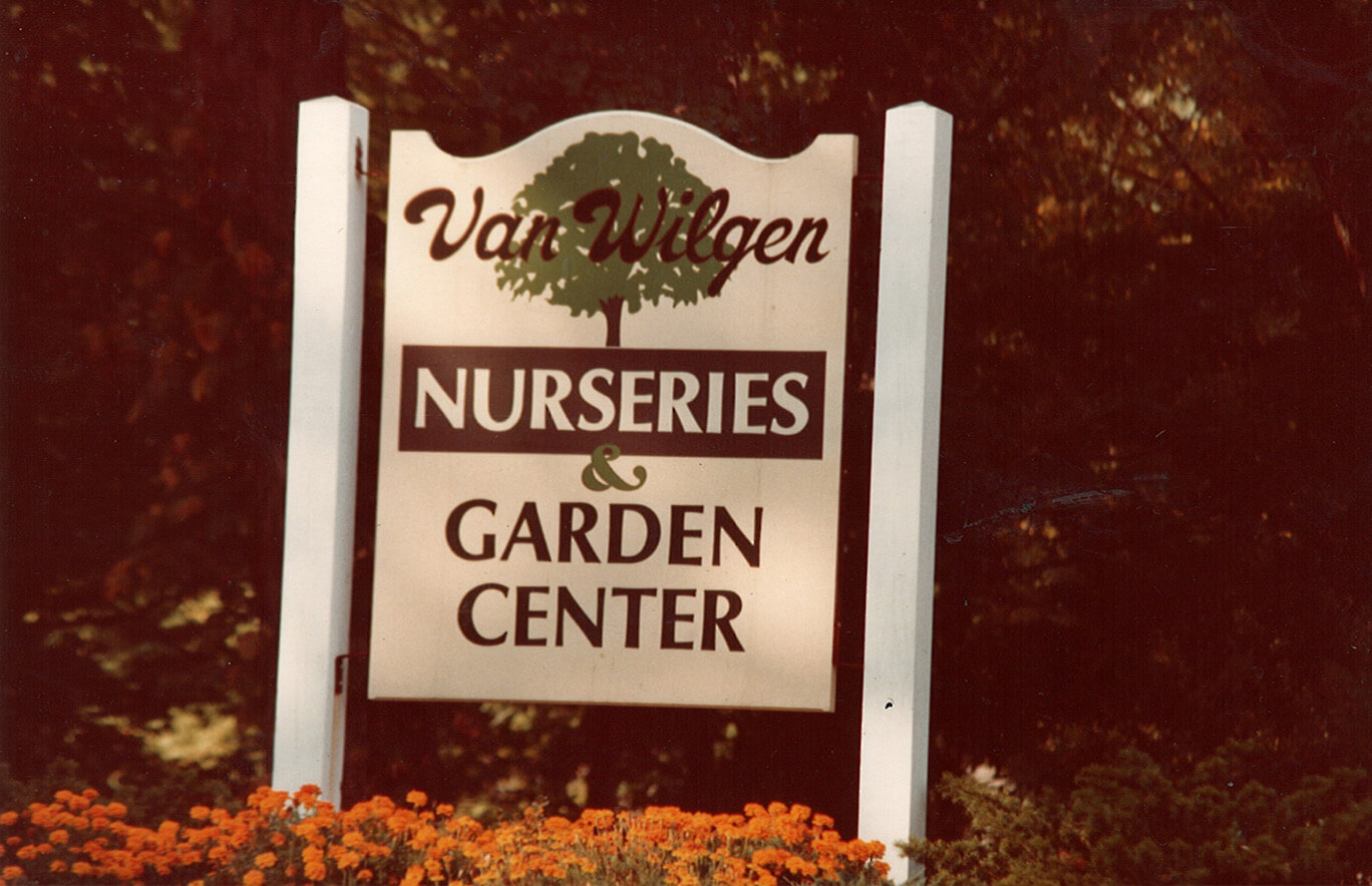 Van Wilgen's Nurseries & Garden Center sign.